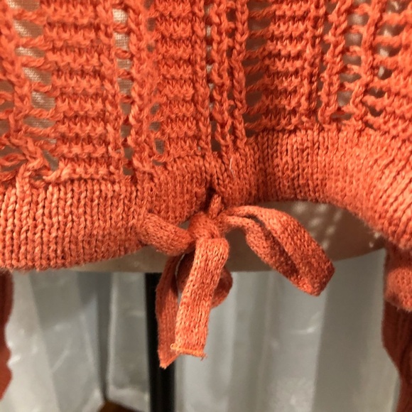 American Eagle  orange sweater tie waist knit SZ XL - Picture 3 of 11